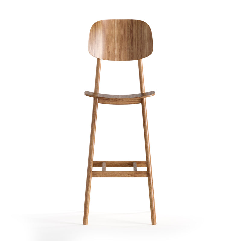 Natural wood bar stool