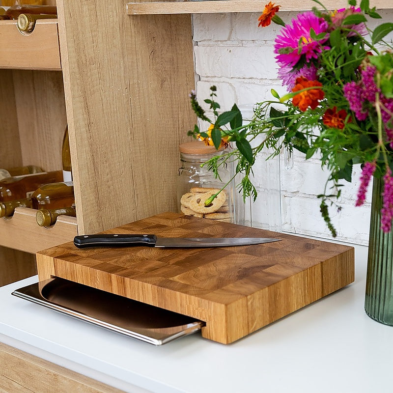 End Grain Cutting Board with Tray