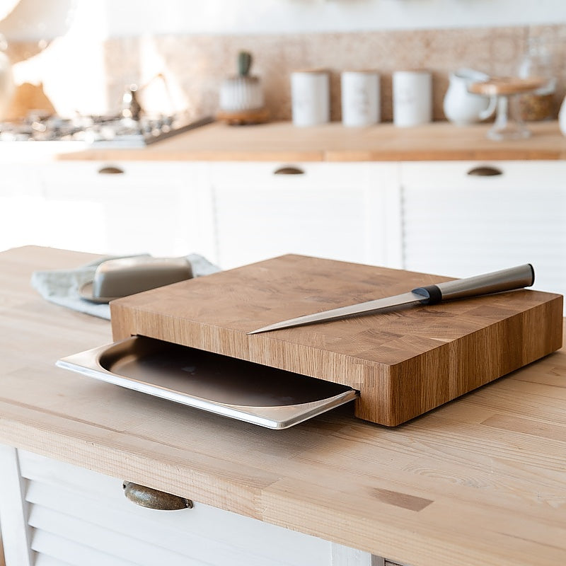 End Grain Cutting Board with Tray