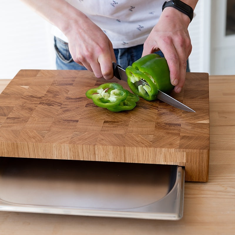 End Grain Cutting Board with Tray