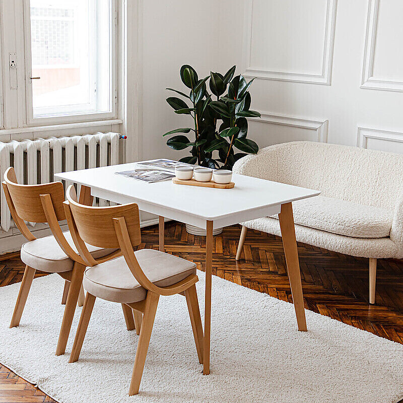 compact dining table with solid wood dining chairs