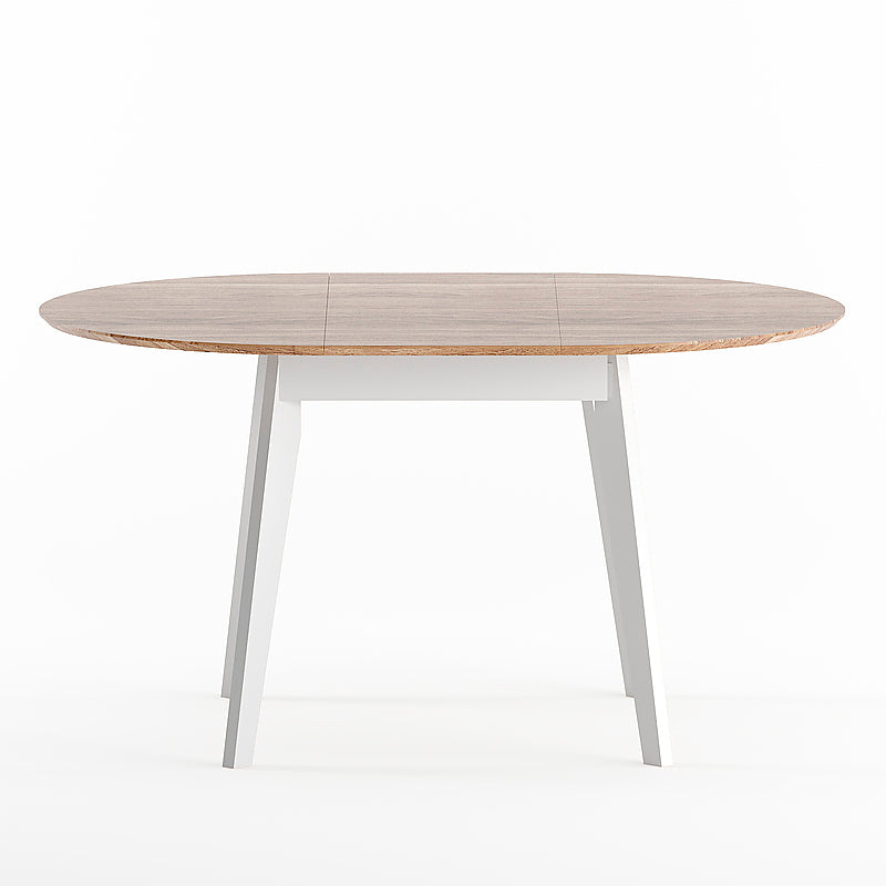 Round extendable dining table with solid wood frame