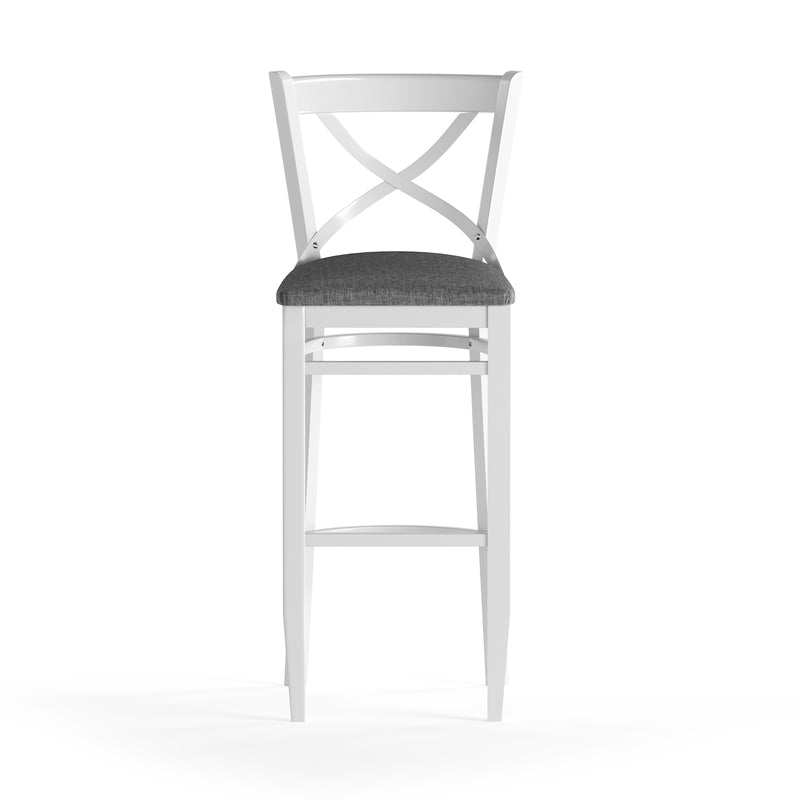 White bar stool with back