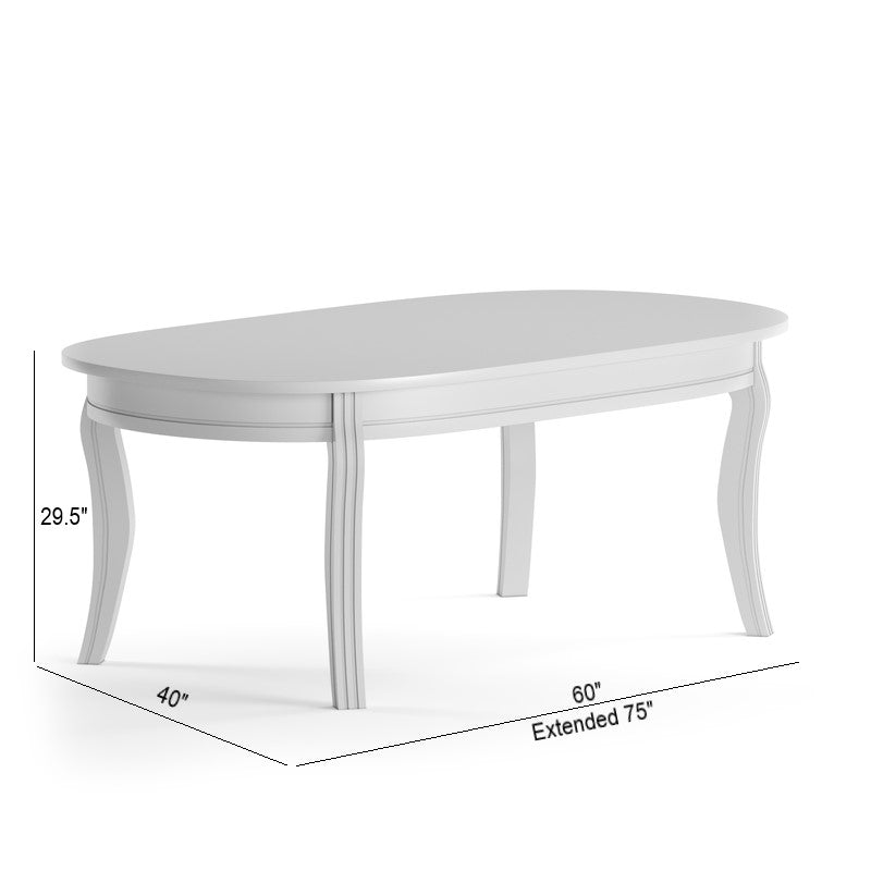 White oval extendable dining table