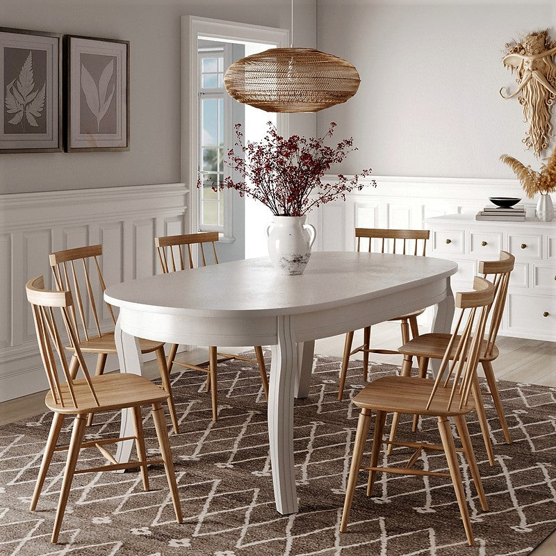 White oval deals extendable dining table